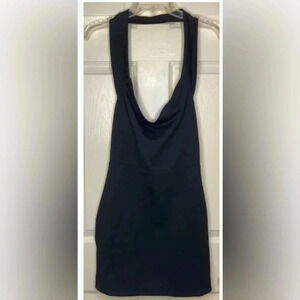 NEW NWT Woman TOBI Black Halter Neck Back Cut Out Mini Dress Sz Medium LBD Party